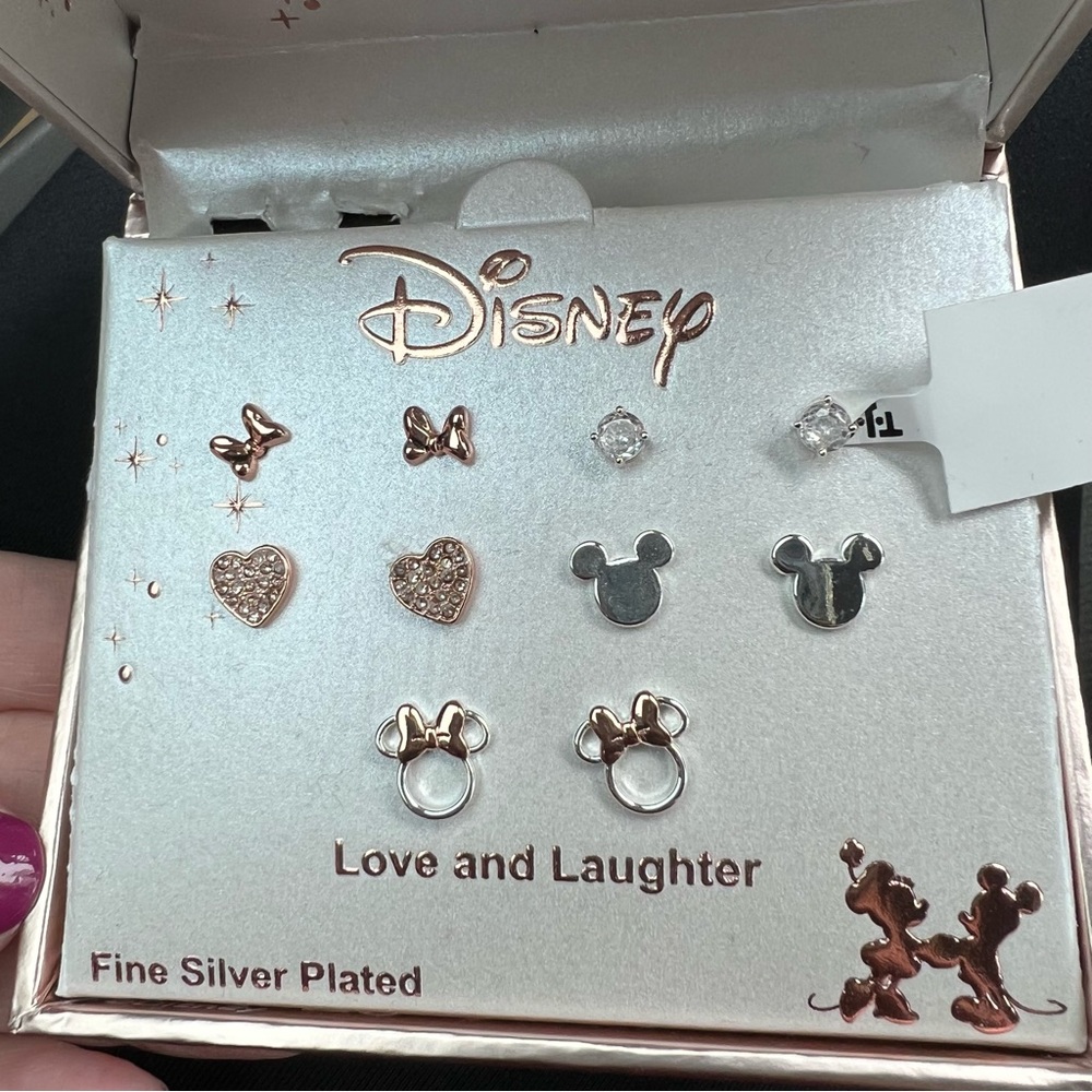 Baublebar Disney 5pairs “Love and Laughter” stud fine silver plated earrings NWT